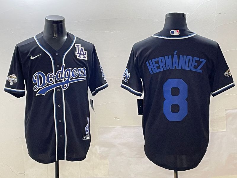 Men Los Angeles Dodgers #8 Hernandez Black Fashion Game 2025 Nike MLB Jersey style 3064